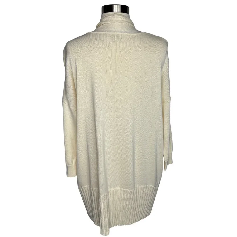 Michael Kors Womens Open Front Cardigan Sweater‎ Medium Ivory Cotton & Rayon